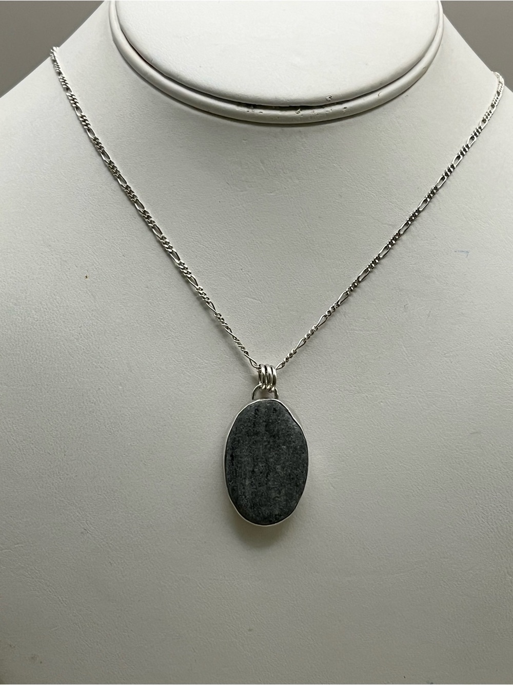 Handmade .925 Sterling Silver Maine Beach Rock Pendant Necklace